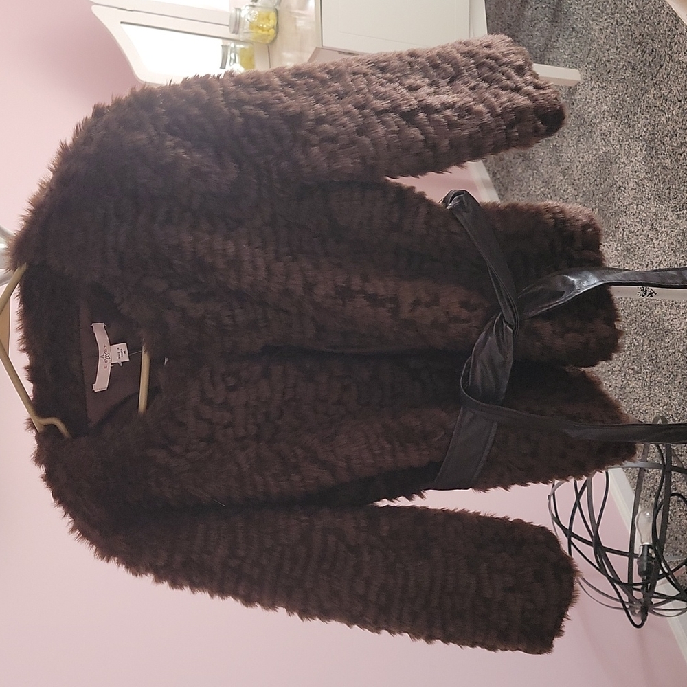 Brown faux fur jacket